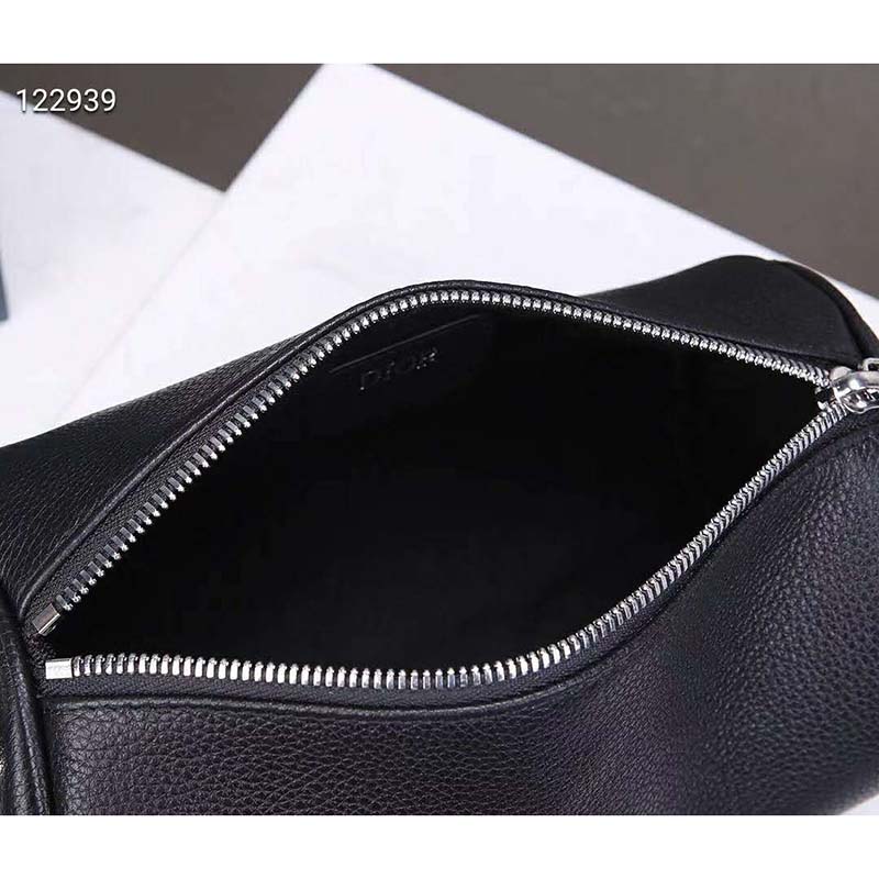 Dior Unisex Roller Messenger Bag Black Grained Calfskin “Dior” Signature