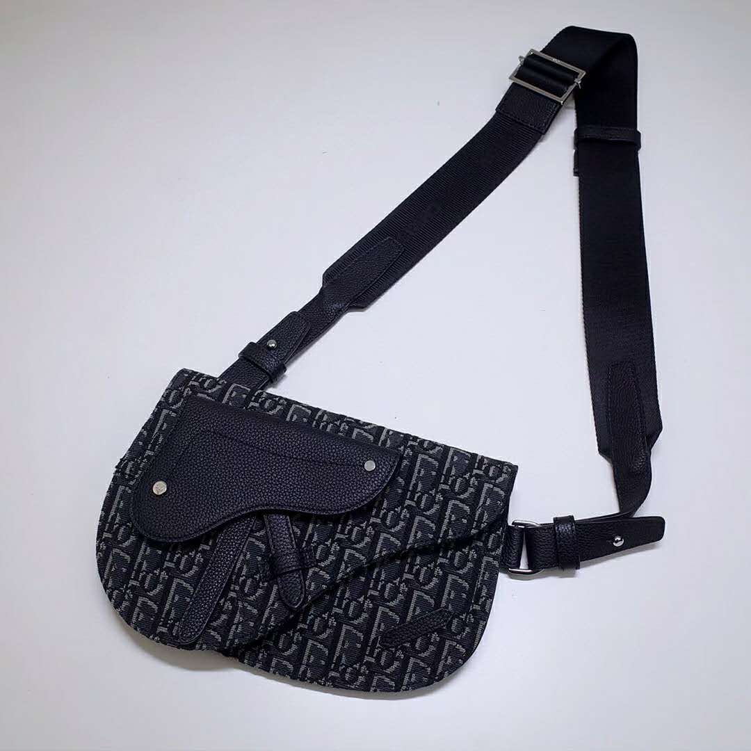 Dior Unisex Saddle Pouch Gray Dior Oblique Jacquard ‘Christian Dior’