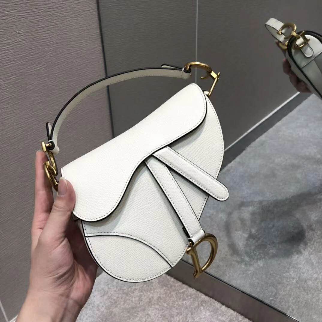 Dior Women Saddle Bag Latte Ultramatte Calfskin ‘D’ ‘CD’ Signature-White