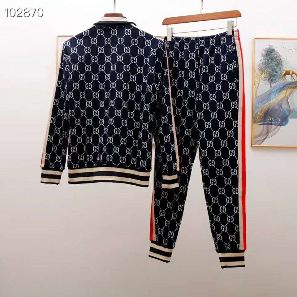 G*u*i men gg jacquard cotton jacket blue ivory gg jacquard jersey