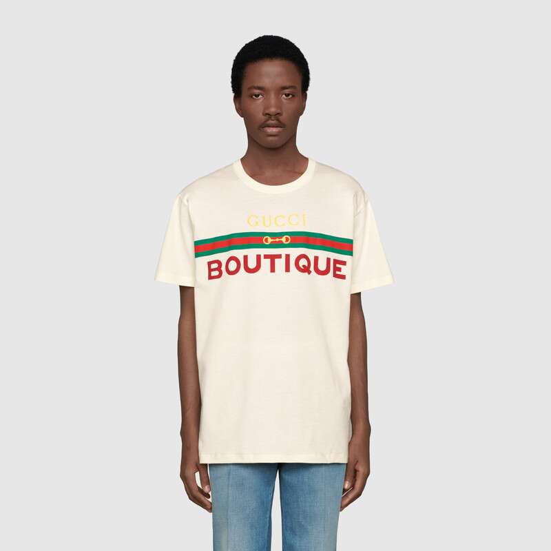 G*u*i men G*u*i boutique print t-shirt off-white cotton jersey