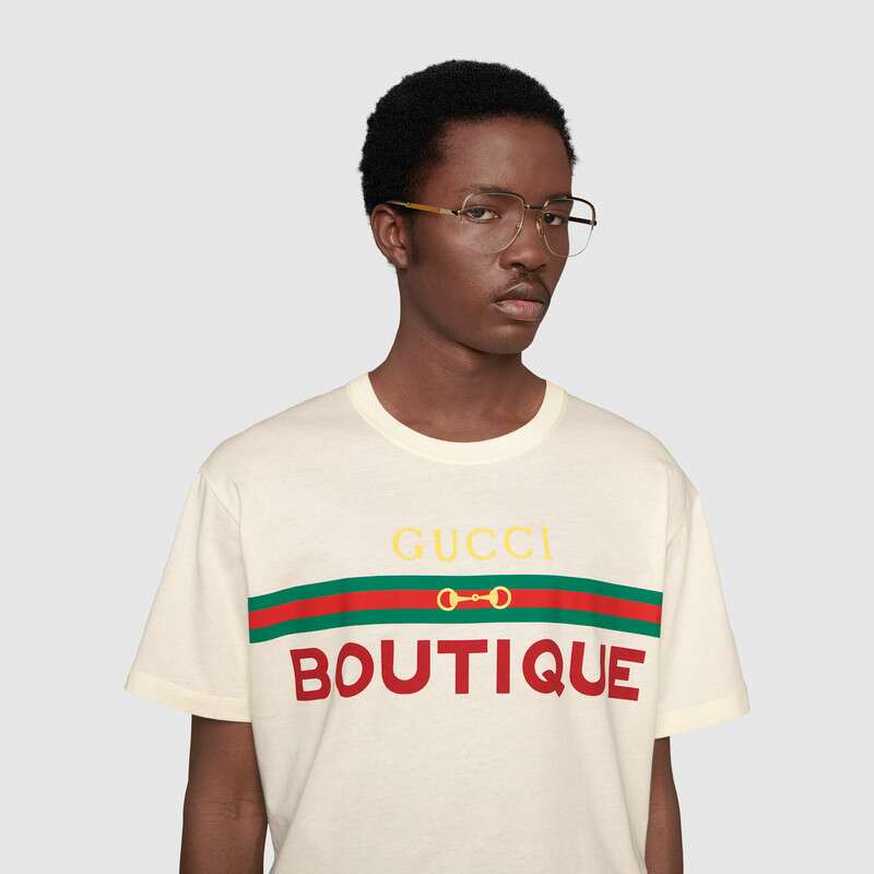 G*u*i men G*u*i boutique print t-shirt off-white cotton jersey