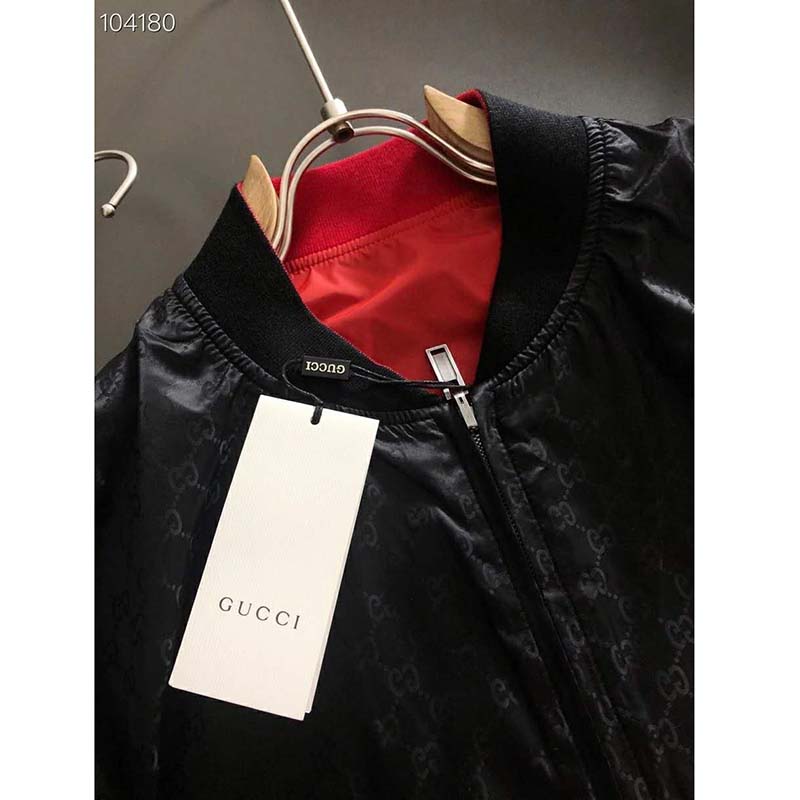 G*u*i men off the grid zip-up jacket high neck black gg nylon