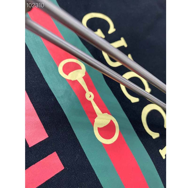 G*u*i men’s G*u*i boutique print oversize t-shirt black cotton jersey