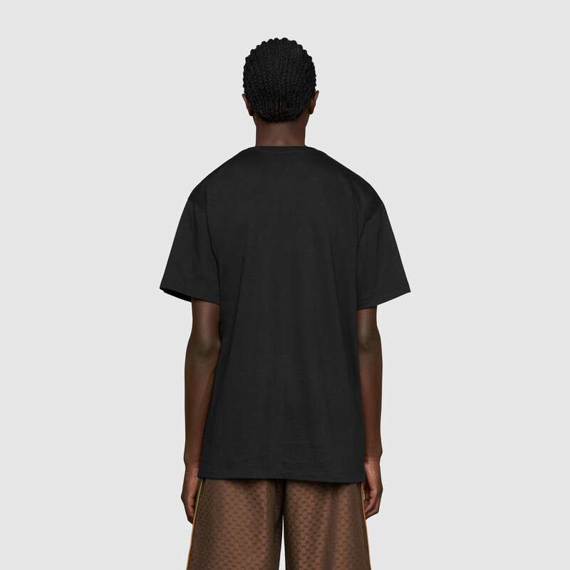G*u*i men’s G*u*i boutique print oversize t-shirt black cotton jersey
