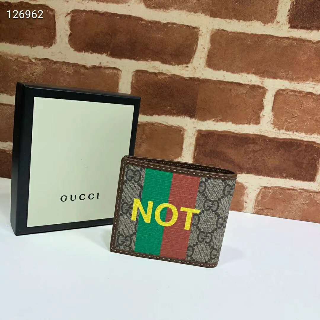 G*u*i unisex ‘fake/not’ print billfold wallet gg supreme canvas