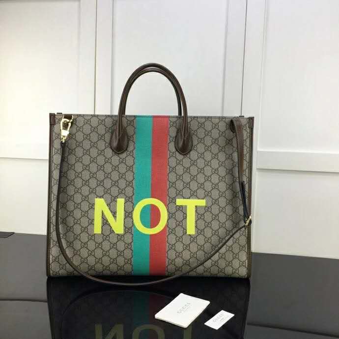 G*u*i unisex ‘fake/not’ print large tote bag gg supreme canvas
