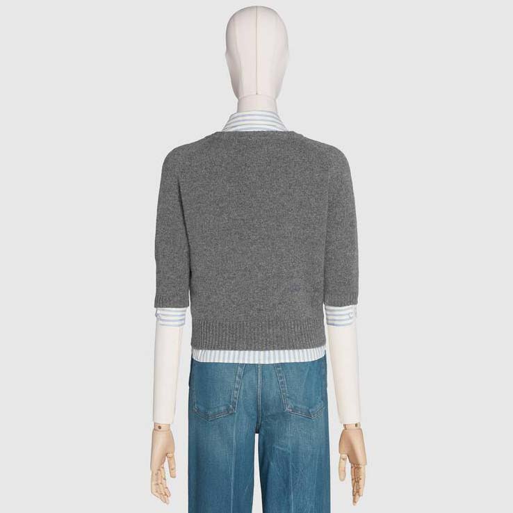 G*u*i women cashmere top with horsebit crewneck gold-toned metal
