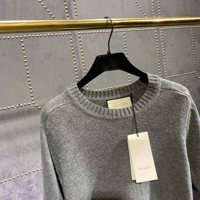 G*u*i women cashmere top with horsebit crewneck gold-toned metal