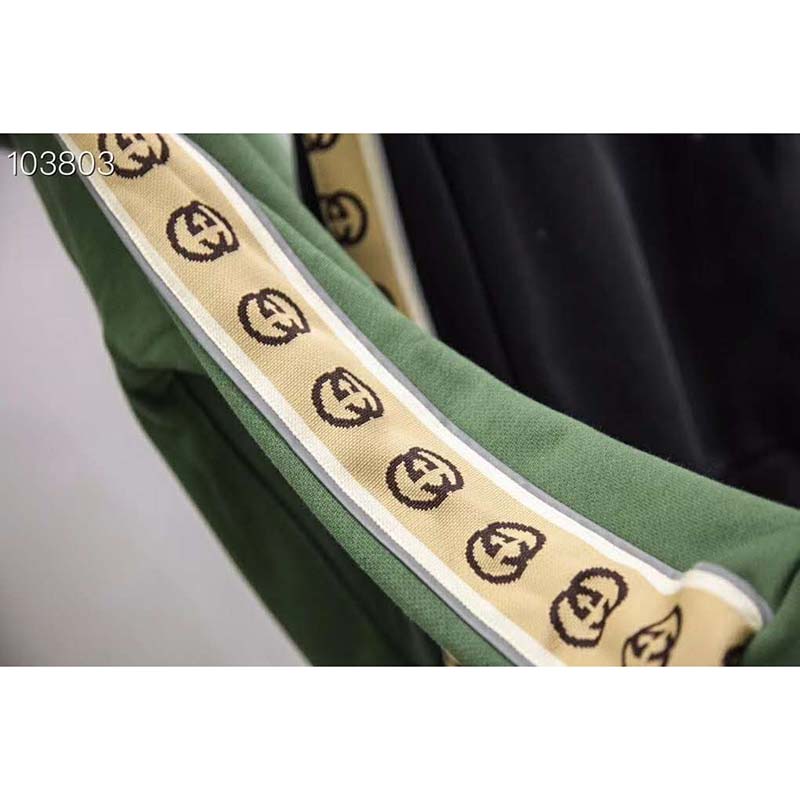 G*u*i women cotton jersey hooded sweatshirt green heavy felted organic
