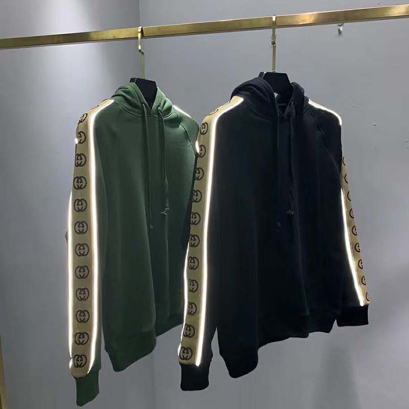 G*u*i women cotton jersey hooded sweatshirt green heavy felted organic