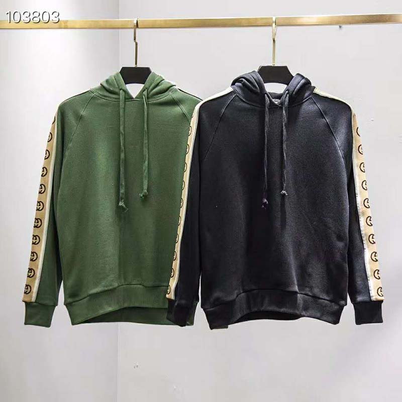 G*u*i women cotton jersey hooded sweatshirt green heavy felted organic