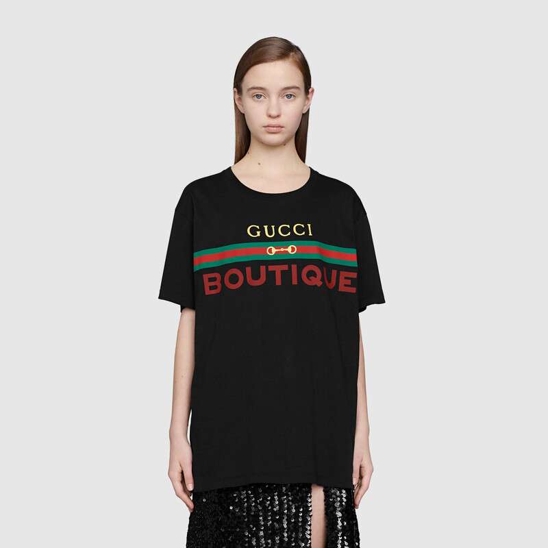 G*u*i women G*u*i boutique print oversize t-shirt black cotton jersey