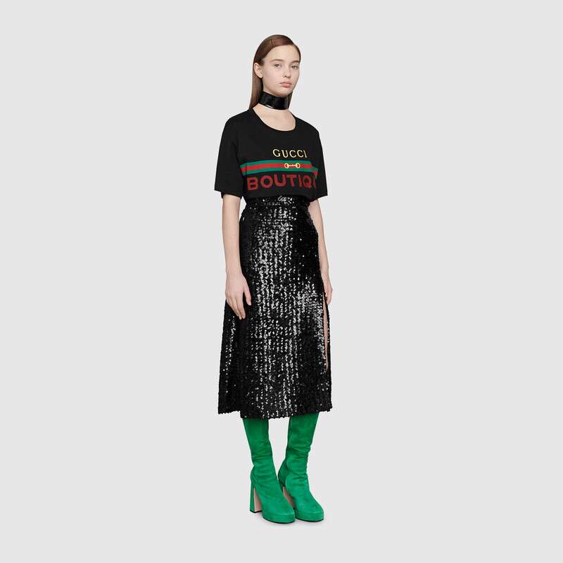 G*u*i women G*u*i boutique print oversize t-shirt black cotton jersey