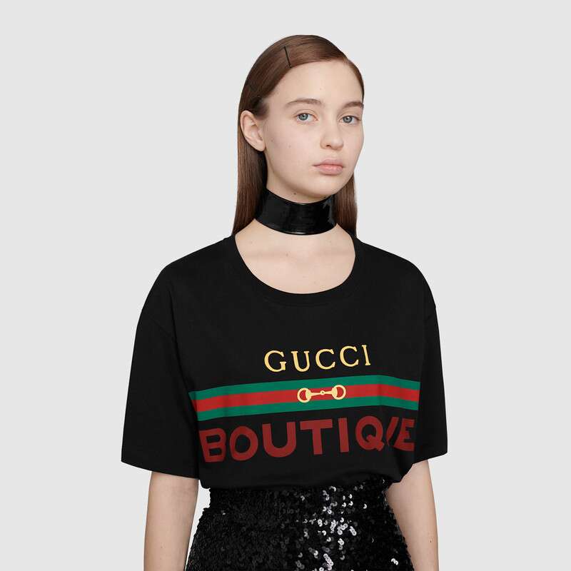 G*u*i women G*u*i boutique print oversize t-shirt black cotton jersey