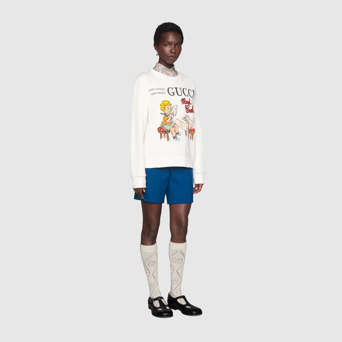 G*u*i women G*u*i ‘mad cookies’ print sweatshirt cotton jersey crewneck-white