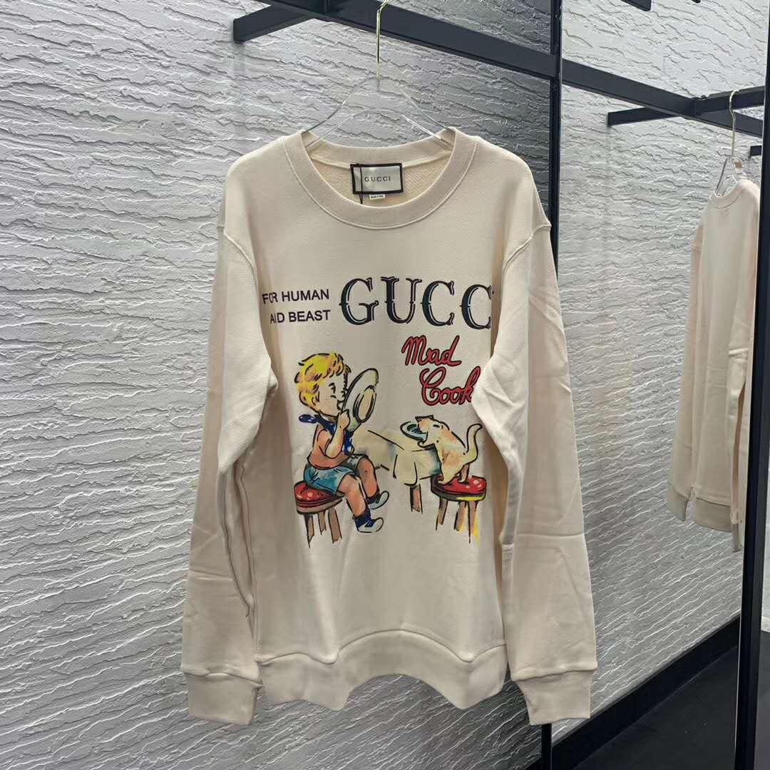 G*u*i women G*u*i ‘mad cookies’ print sweatshirt cotton jersey crewneck-white