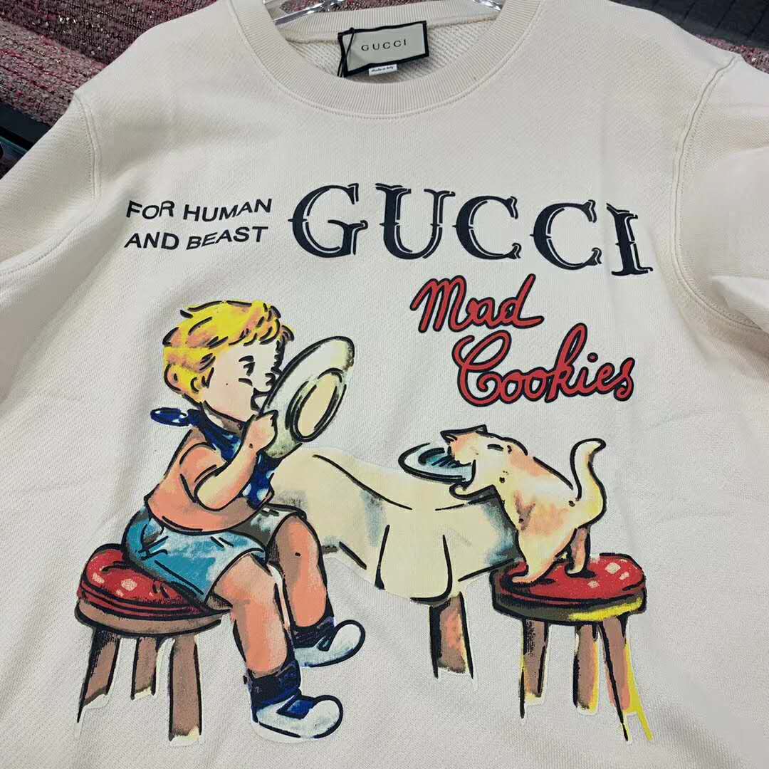 G*u*i women G*u*i ‘mad cookies’ print sweatshirt cotton jersey crewneck-white