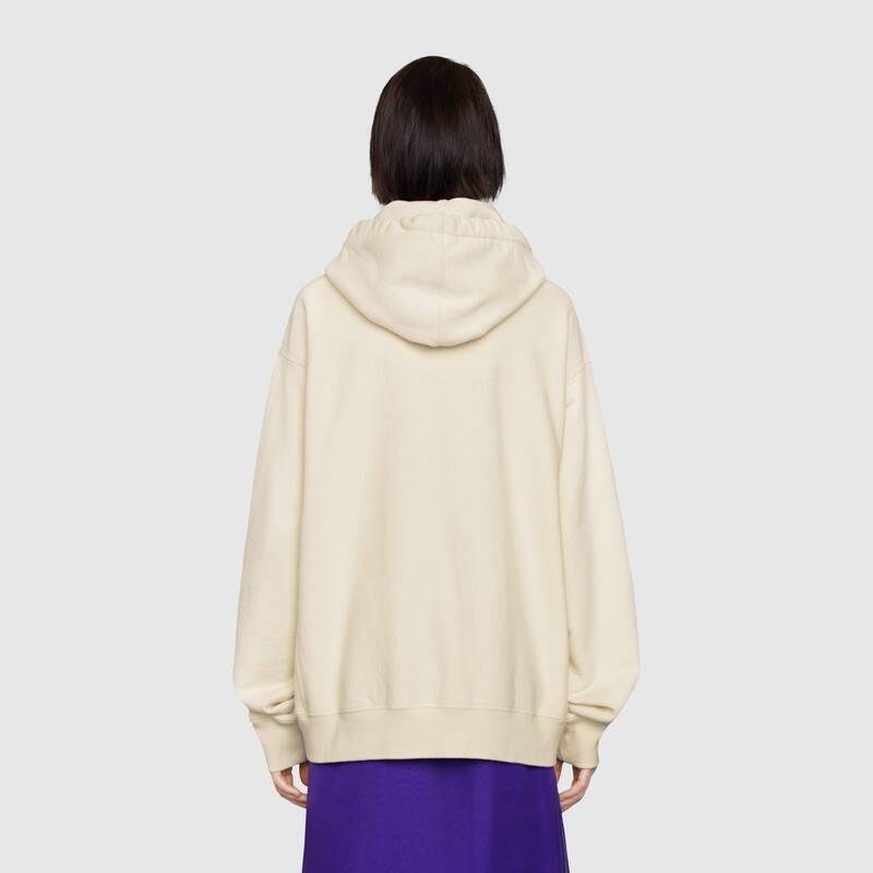 G*u*i women sexiness print sweatshirt washed off-white light felted cotton jersey