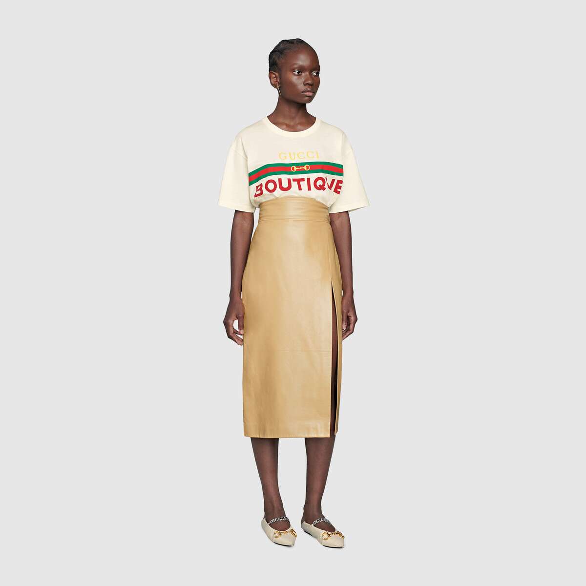 G*u*i women’s G*u*i boutique print t-shirt off-white cotton jersey