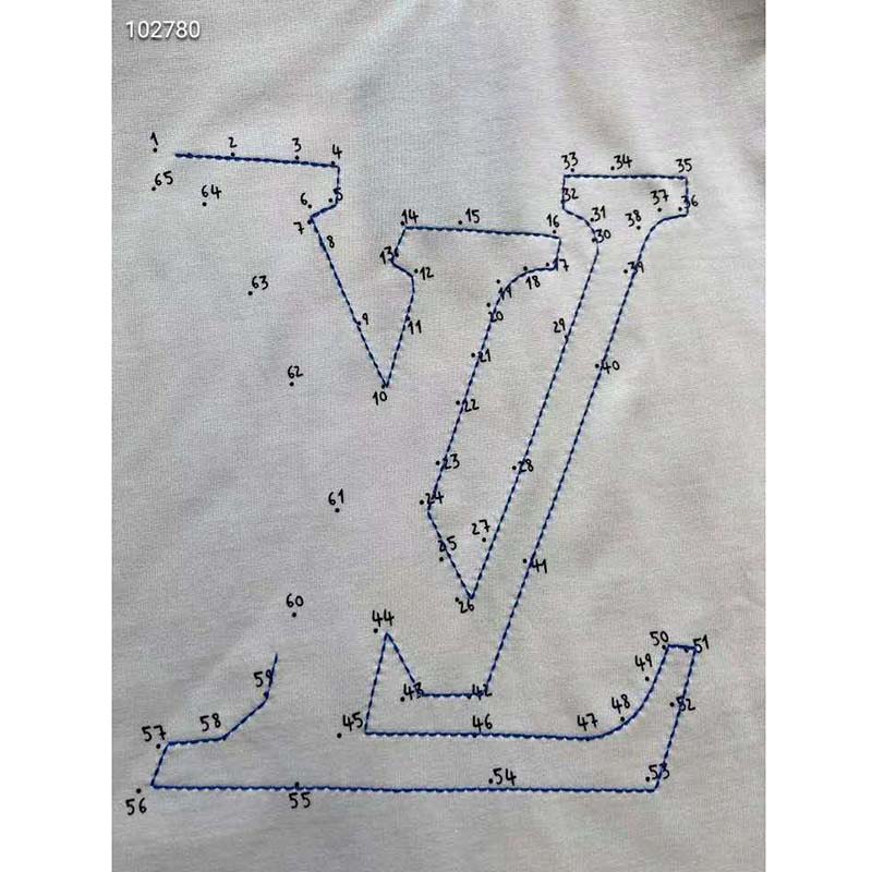 Louis Vuitton LV Women LV Stitch Print Embroidered T-Shirt Regular Fit Cotton-White