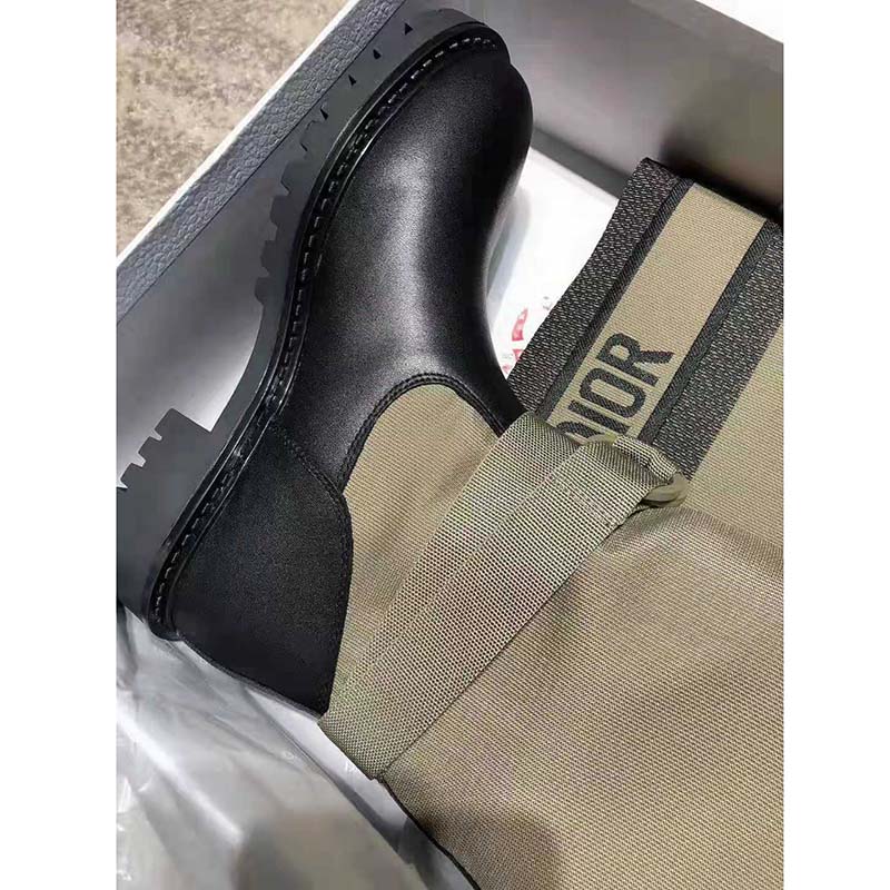 Dior Women D-Major Boot Taupe and Black Technical Fabric and Calfskin