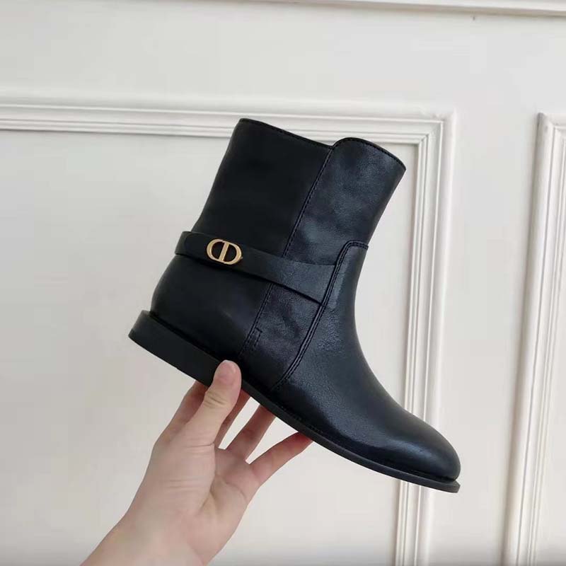 Dior Women Dior Empreinte Ankle Boot ‘CD’ Signature Black Calfskin