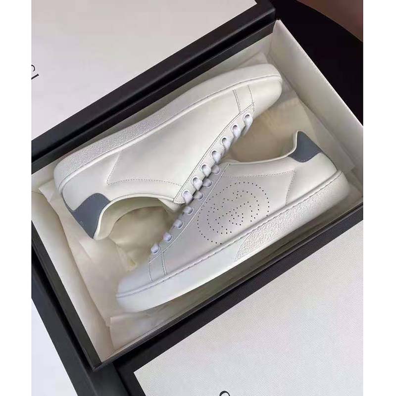 G*u*i gg unisex ace sneaker perforated interlocking g white leather