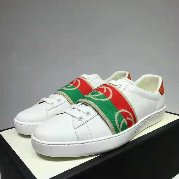 G*u*i gg unisex ace sneaker with elastic web interlocking g white leather