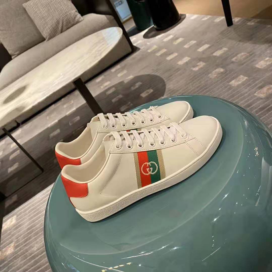 G*u*i gg unisex ace sneaker with interlocking g house web white leather