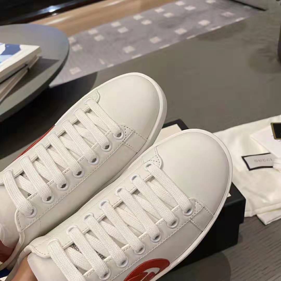 G*u*i gg unisex ace sneaker with interlocking g patch white leather