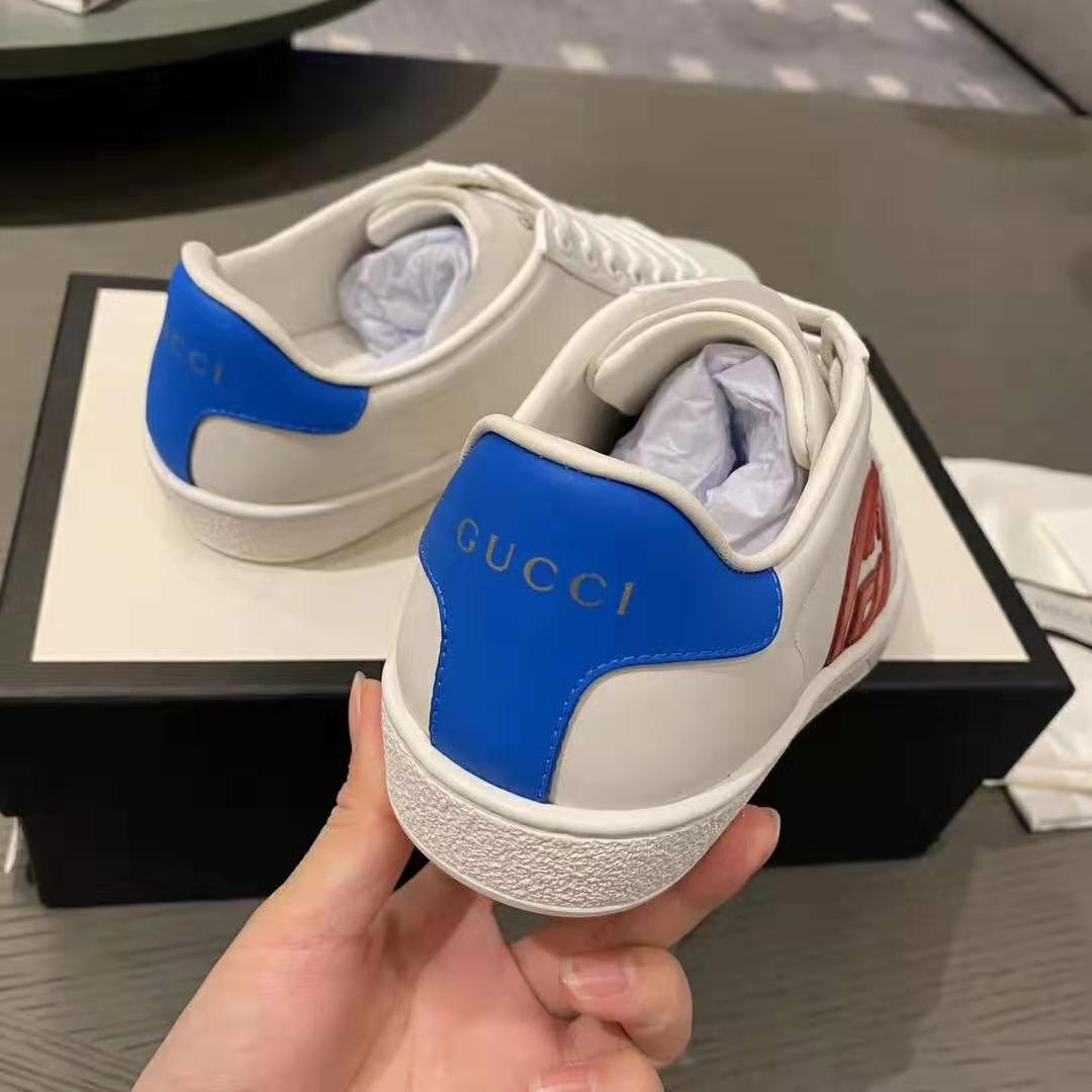 G*u*i gg unisex ace sneaker with interlocking g patch white leather