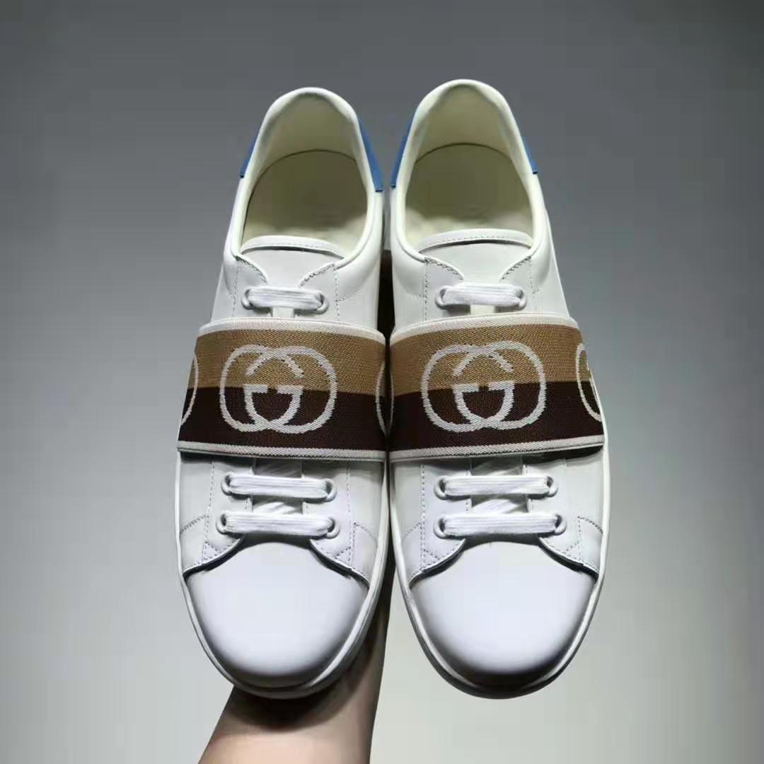 G*u*i gg unisex ace sneaker with interlocking g white leather 1.5 cm heel