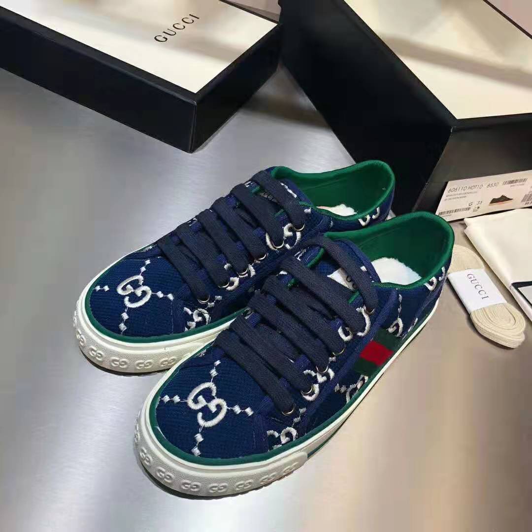 G*u*i gg unisex G*u*i tennis 1977 sneaker blue ivory gg stretch cotton