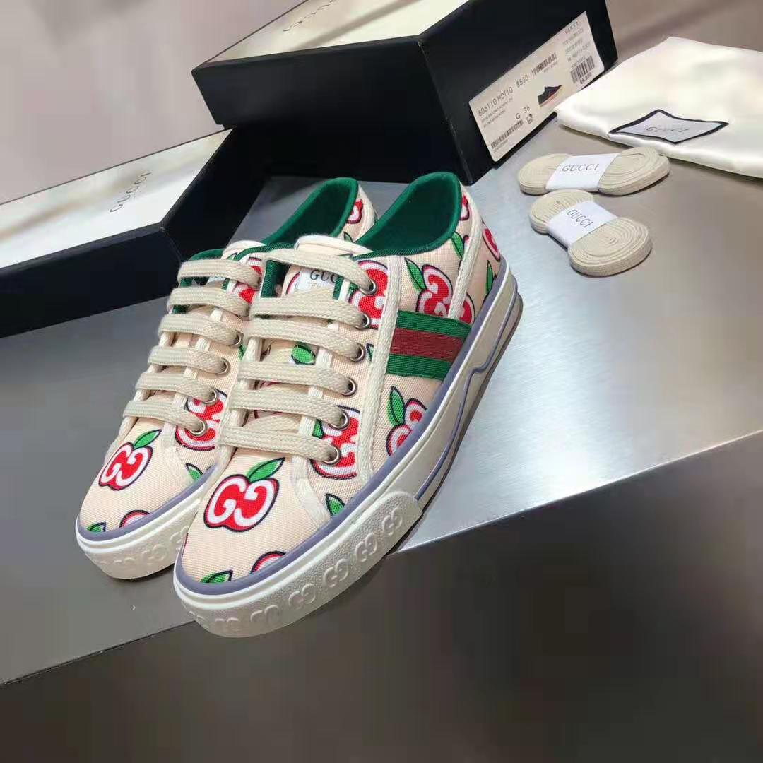 G*u*i gg unisex G*u*i tennis 1977 sneaker gg apple print ivory canvas