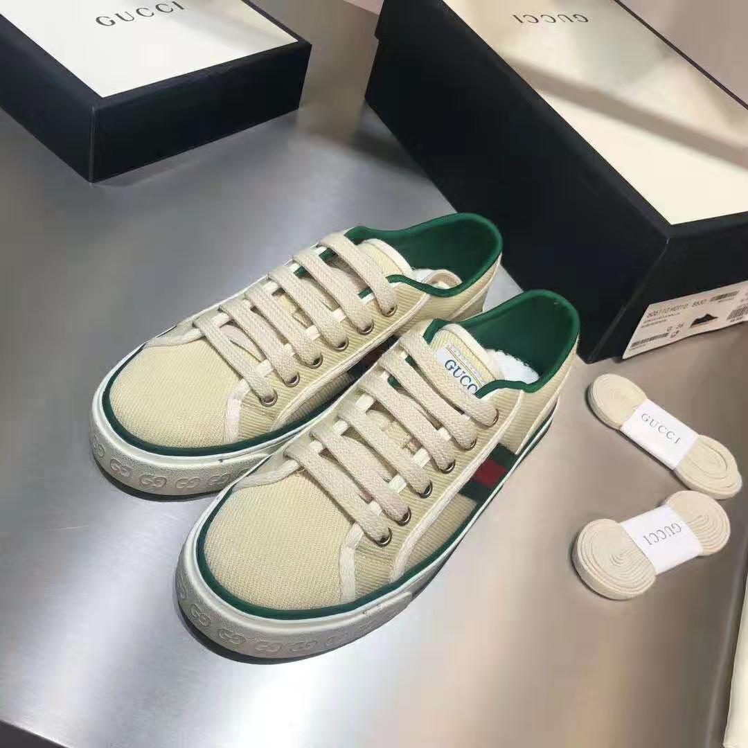 G*u*i gg unisex G*u*i tennis 1977 sneaker green red web butter cotton