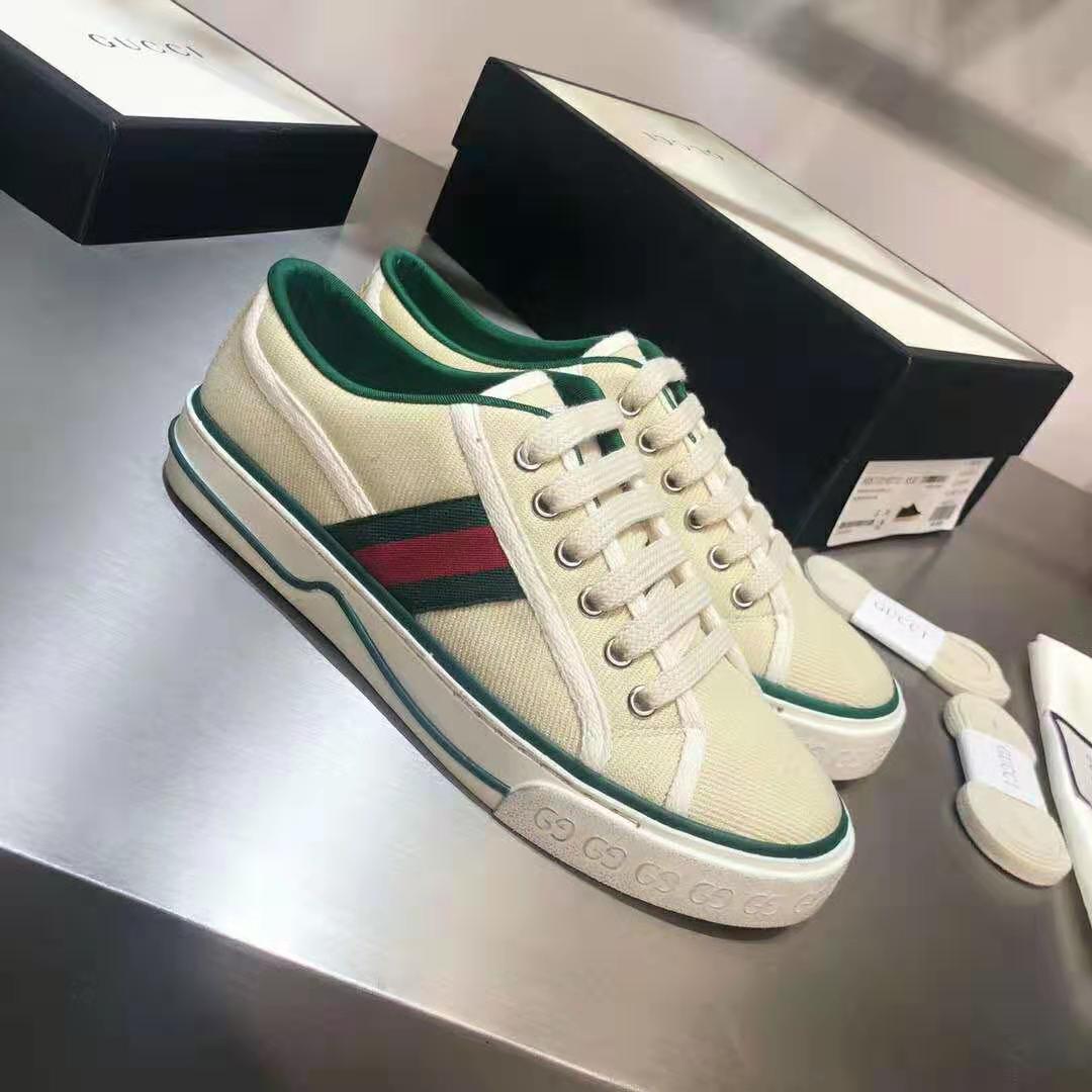 G*u*i gg unisex G*u*i tennis 1977 sneaker green red web butter cotton