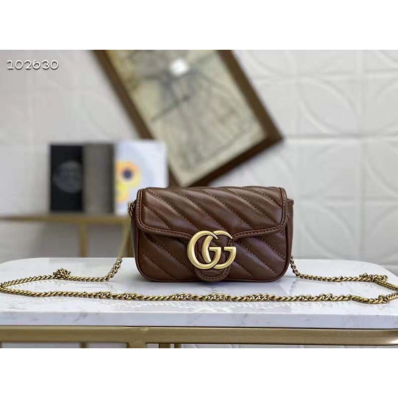 G*u*i gg women gg marmont matelassé super mini bag-brown