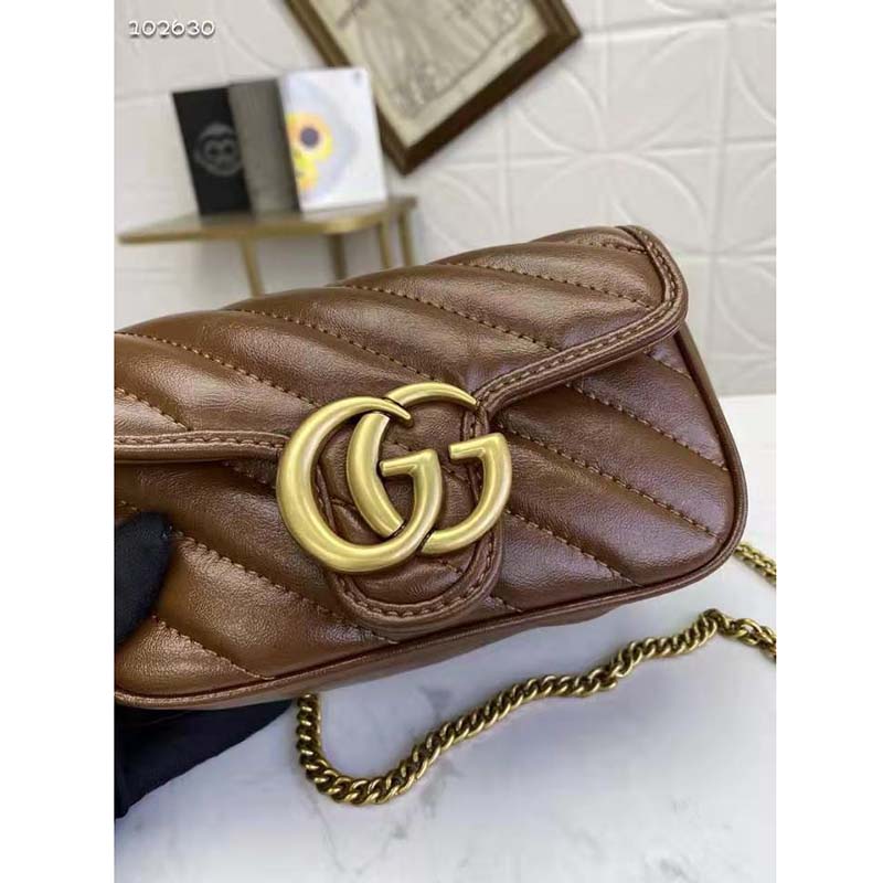 G*u*i gg women gg marmont matelassé super mini bag-brown