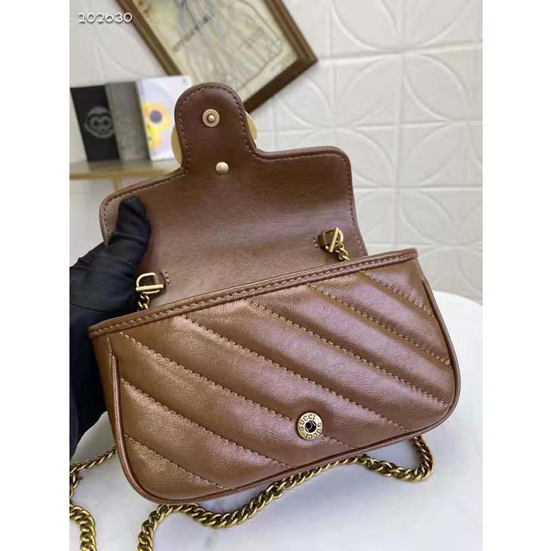 G*u*i gg women gg marmont matelassé super mini bag-brown