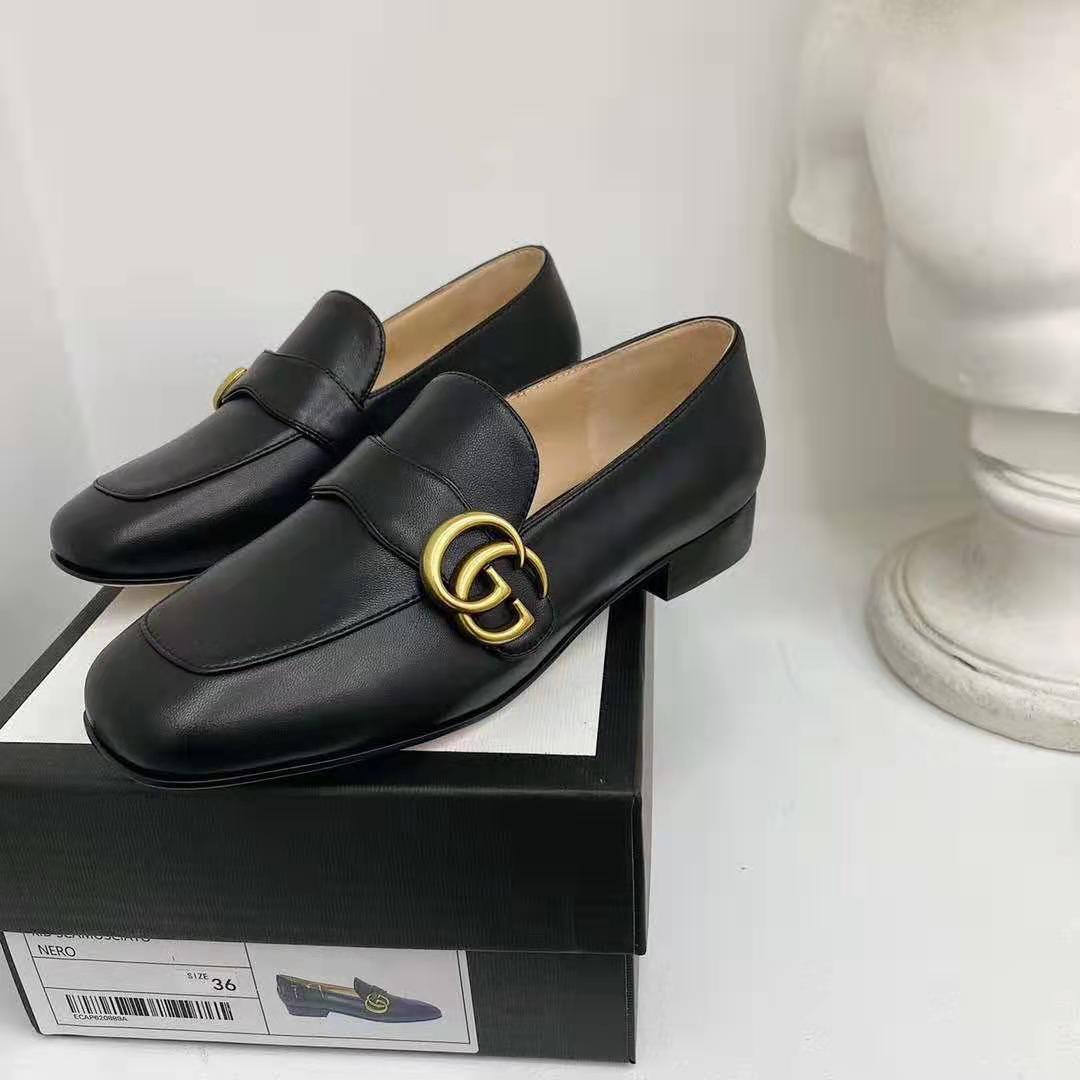 G*u*i gg women’s loafer with double g black leather 2.5 cm heel