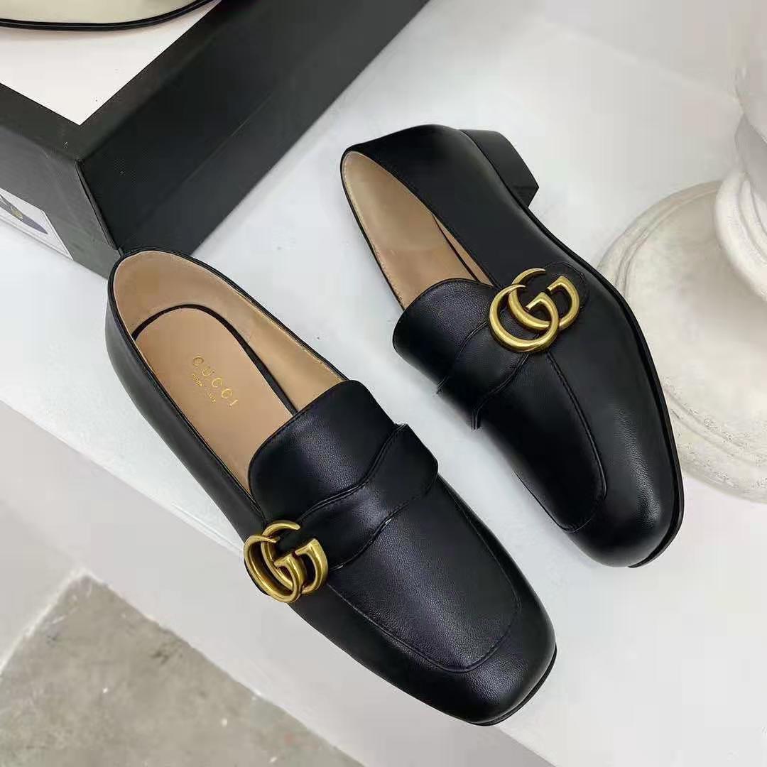 G*u*i gg women’s loafer with double g black leather 2.5 cm heel