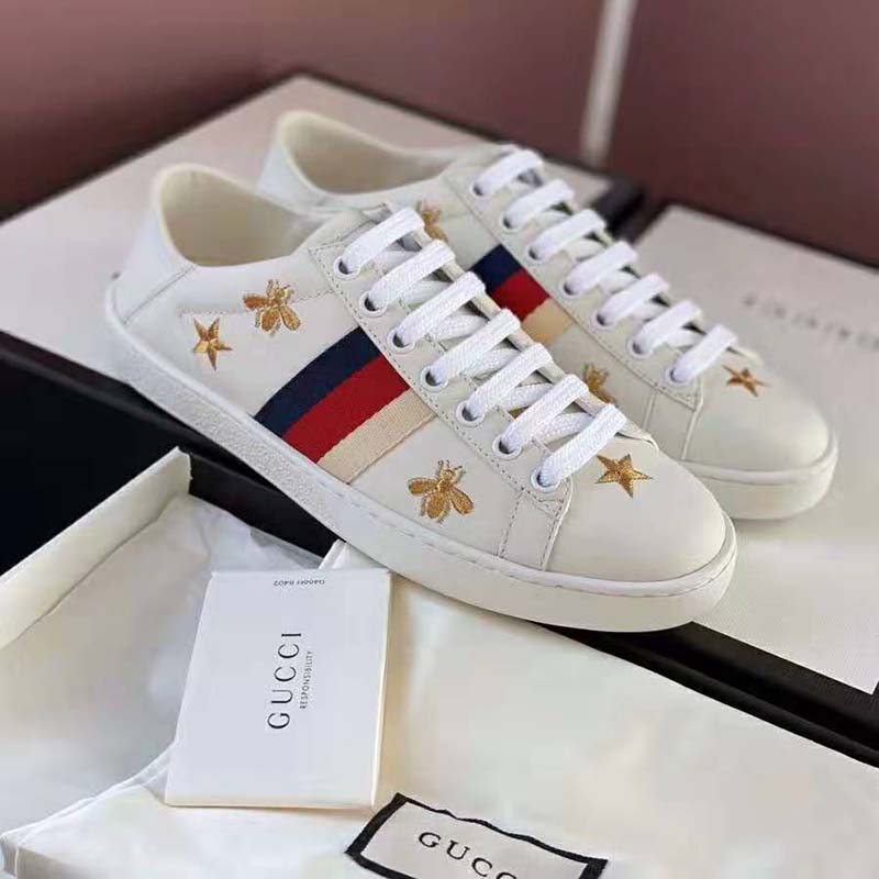 G*u*i unisex ace sneaker with bees and stars sylvie web