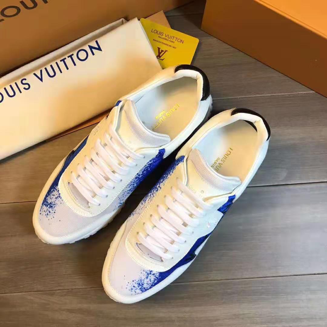Louis Vuitton LV Men Run Away Sneaker Calf Leather and Textile-Blue