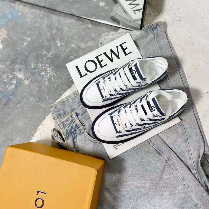 Louis Vuitton Women LV Escale Stellar Sneaker Cotton Canvas Monogram Flowers-Blue
