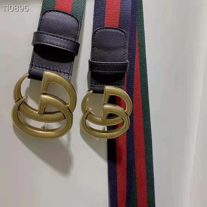 G*u*i gg unisex nylon web belt with double g buckle 4 cm width