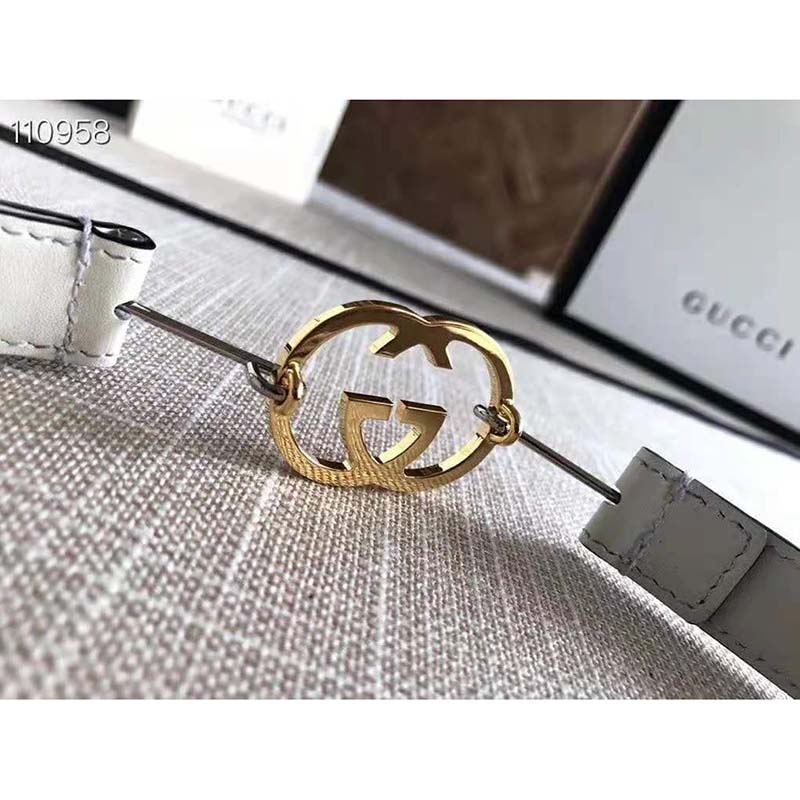 G*u*i gg unisex thin belt with interlocking g buckle 2 cm width