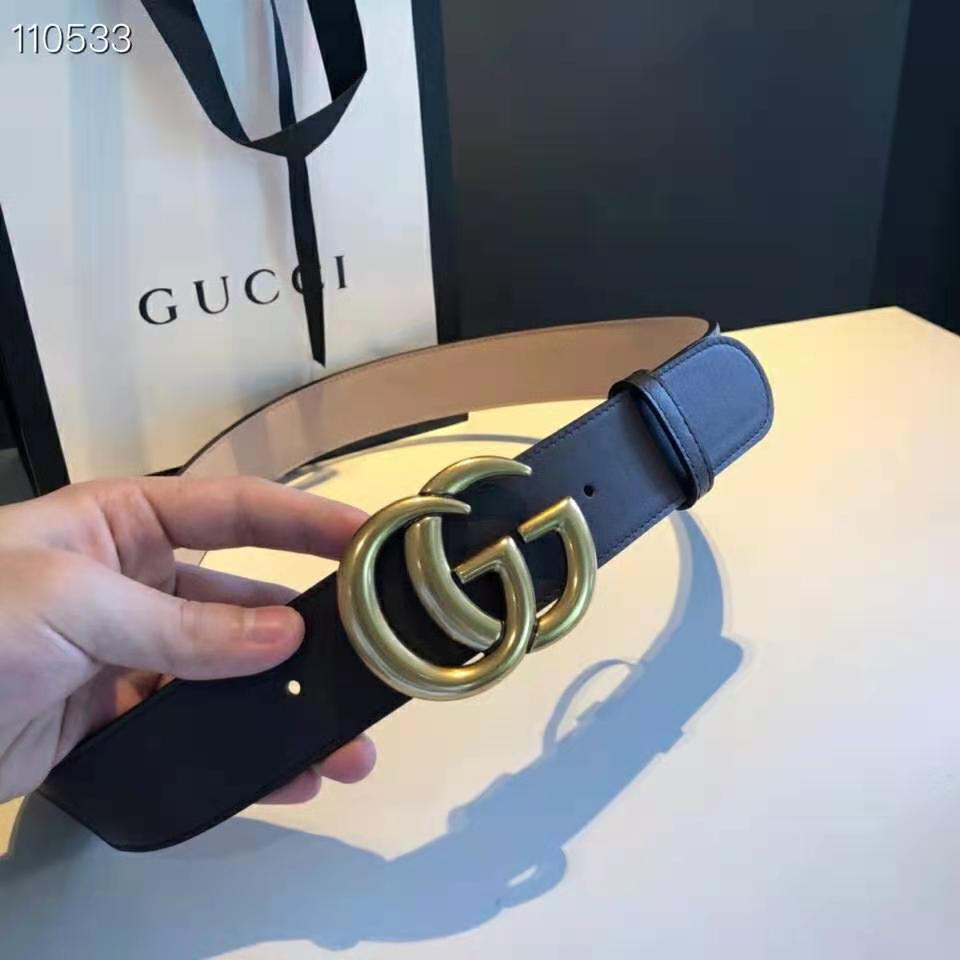G*u*i unisex gg belt with double g buckle beige/ebony gg supreme black leather