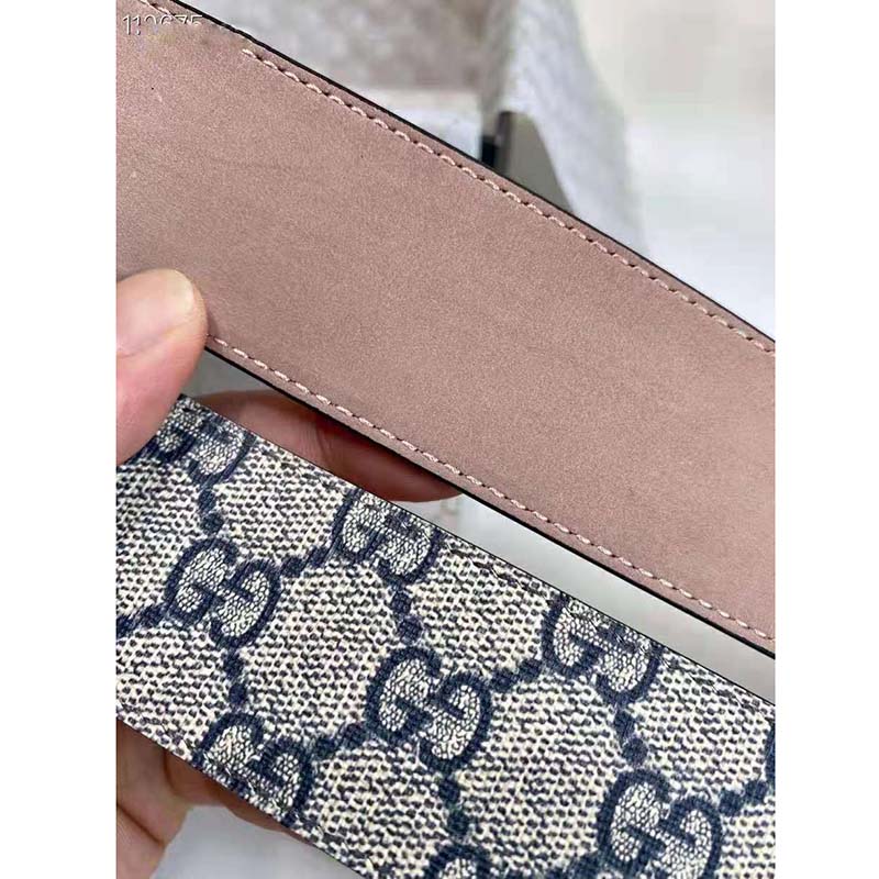 G*u*i unisex gg supreme belt g buckle beige/blue gg supreme canvas 4 cm width