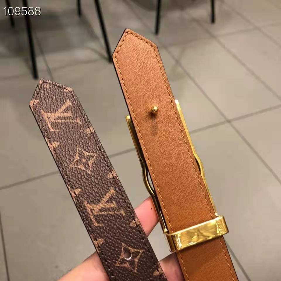 Louis Vuitton Unisex Dauphine 25mm Reversible Belt Monogram Canvas Calf-Brown